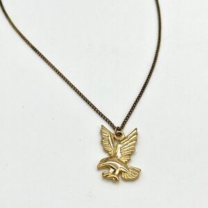 14K Gold Electroplated Eagle Pendant Necklace Vintage USA‎ Patriotic Jewelry